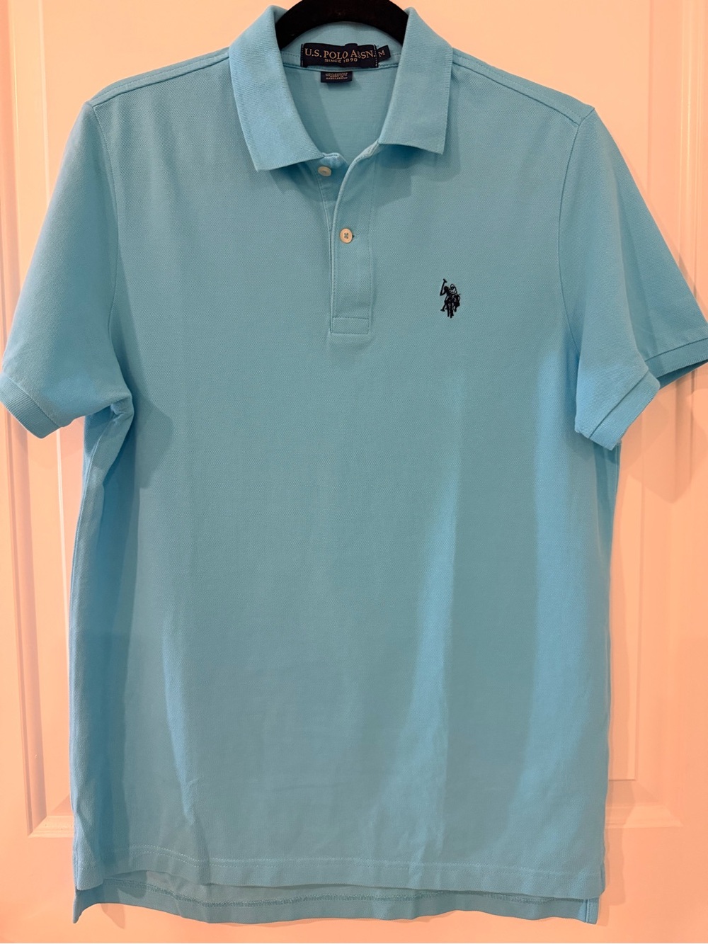 U.S. Polo Assn Men’s Medium Aqua Blue 100% Cotton Pique Polo Shirt